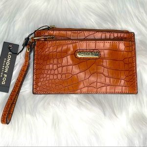 London Fog Danica Croco Wristlet Double Pouch
